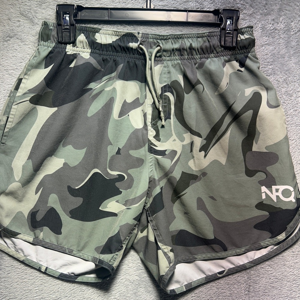 NFQ Training Shorts Camo Green Grey Small Gym Workout Camouflage